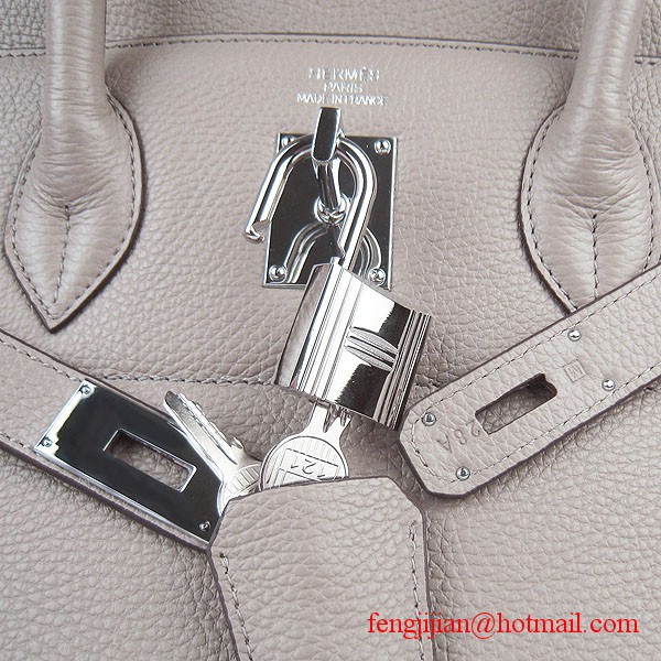 Hermes Birkin 42cm Togo Leather Bag 6109 Grey silver padlock